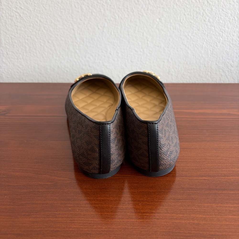 Michael Kors Brown and Black MK Logo Ballet Flats - Picture 4 of 5